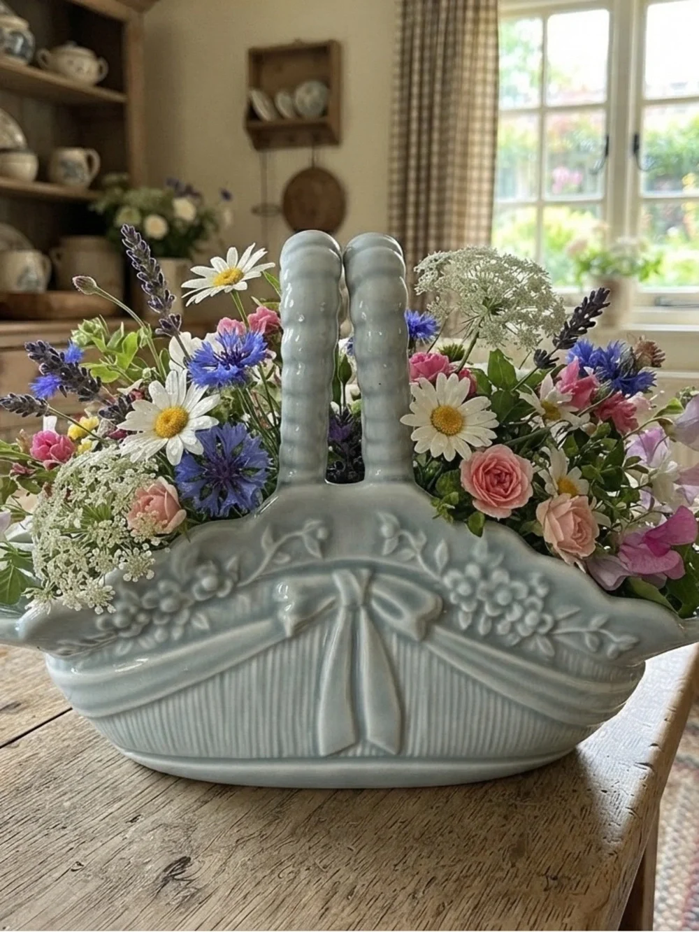 Vintage Hispania porcelain basket, made in Spain.